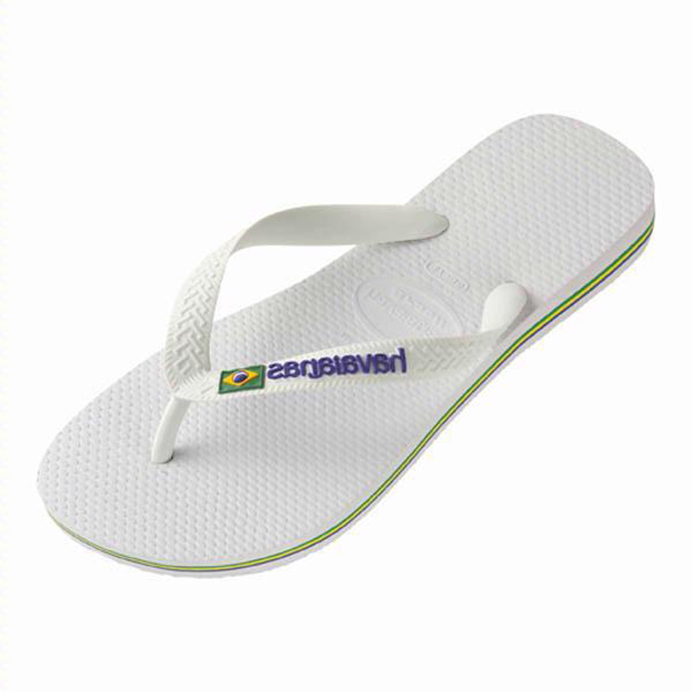 Havaianas Unisex Brasil Logo White FlipFlop Slim Fit SlipOn Casual Shoes 4110850 