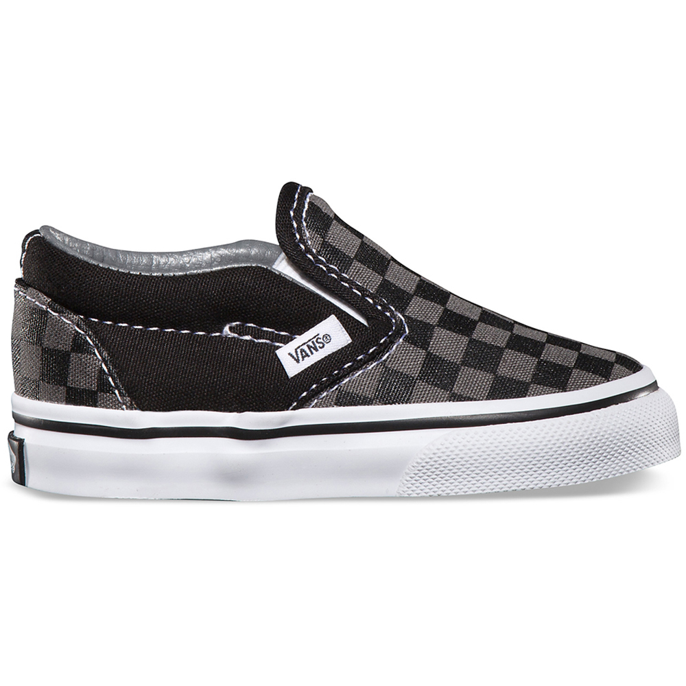 Vans VN-0LYHBPJ Toddler Classic Slip On Black/Pewter Grey Checker Shoe